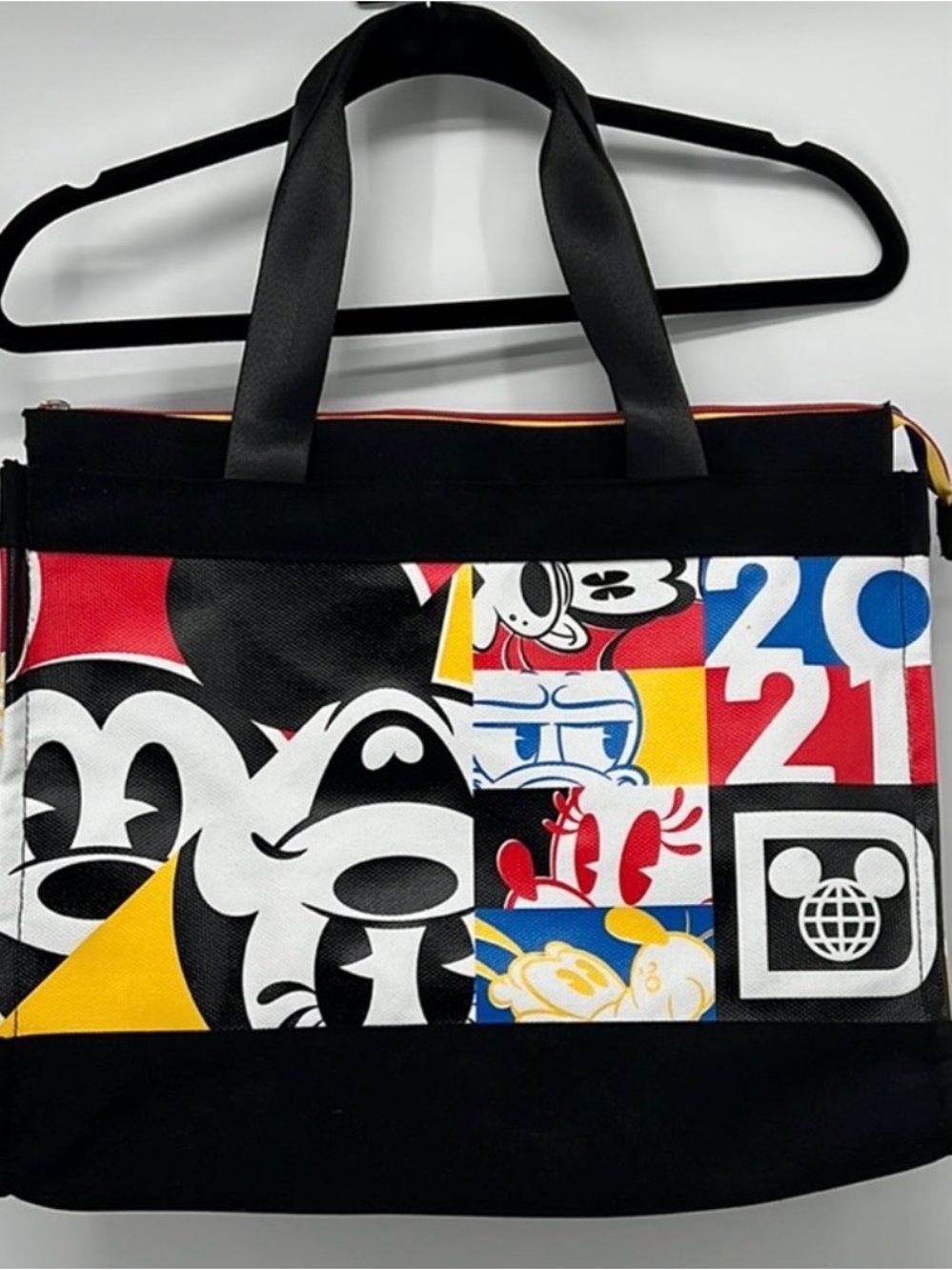 Disney Multicolor Graphic Canvas Tote Bag with Black Handles